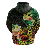 Hawaii Discoverers Day Hoodie Polynesian Fish Hook With Hibiscus Reggae