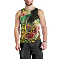 Hawaii Discoverers Day Men Tank Top Polynesian Fish Hook With Hibiscus Reggae