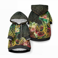 Hawaii Discoverers Day Pet Hoodie Polynesian Fish Hook With Hibiscus Reggae