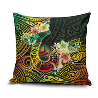 Hawaii Discoverers Day Pillow Cover Polynesian Fish Hook With Hibiscus Reggae