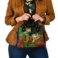 Hawaii Discoverers Day Shoulder Handbag Polynesian Fish Hook With Hibiscus Reggae