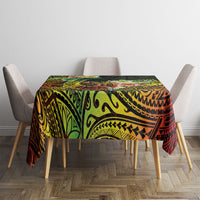 Hawaii Discoverers Day Tablecloth Polynesian Fish Hook With Hibiscus Reggae