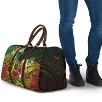 Hawaii Discoverers Day Travel Bag Polynesian Fish Hook With Hibiscus Reggae