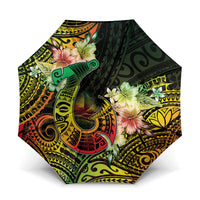 Hawaii Discoverers Day Umbrella Polynesian Fish Hook With Hibiscus Reggae
