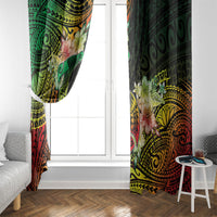 Hawaii Discoverers Day Window Curtain Polynesian Fish Hook With Hibiscus Reggae