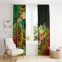 Hawaii Discoverers Day Window Curtain Polynesian Fish Hook With Hibiscus Reggae
