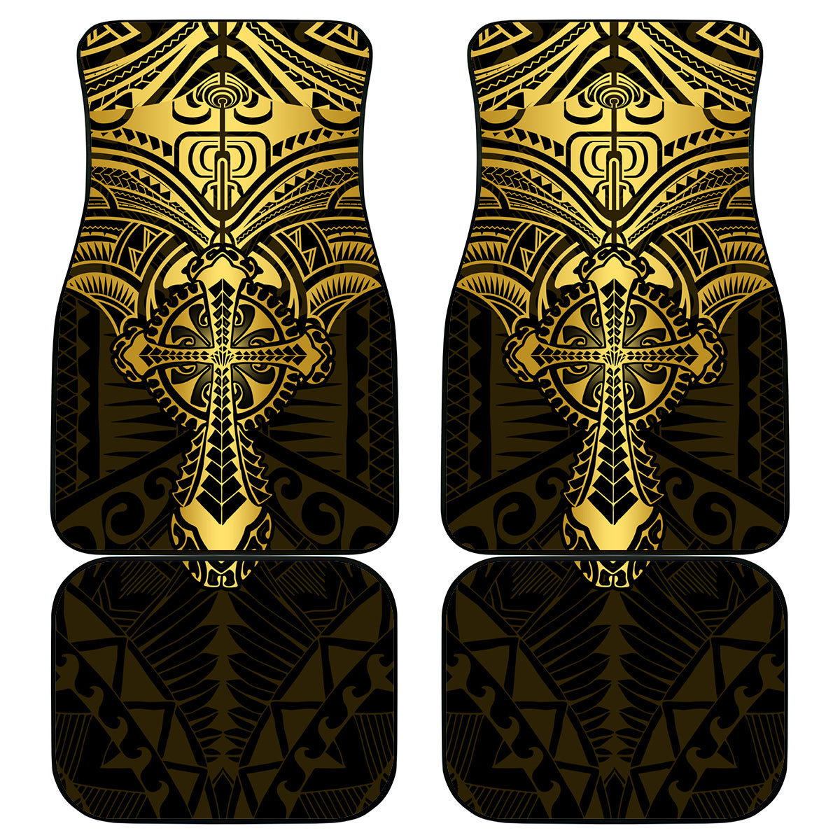 Polynesia Car Mats With Christian Cross LT05 Gold - Polynesian Pride