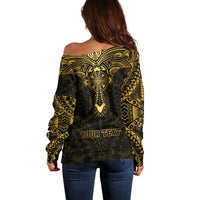Personalized Polynesia Off Shoulder Sweater With Christian Cross LT05 - Polynesian Pride