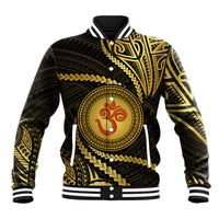 Polynesia Baseball Jacket With Hindu Om Symbol LT05 Unisex Gold - Polynesian Pride