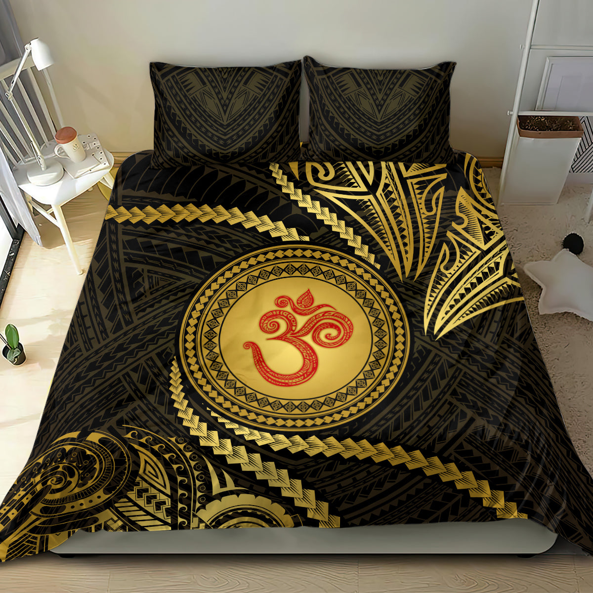 Polynesia Bedding Set With Hindu Om Symbol LT05 - Polynesian Pride