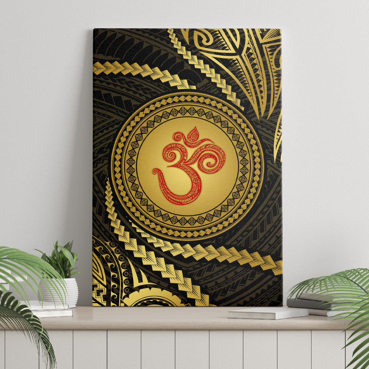 Polynesia Canvas Wall Art With Hindu Om Symbol LT05 - Polynesian Pride