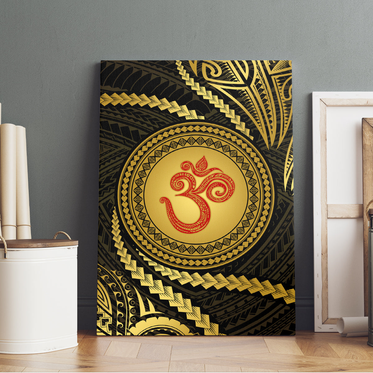 Polynesia Canvas Wall Art With Hindu Om Symbol LT05 - Polynesian Pride