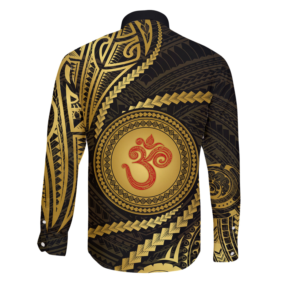 Polynesia Family Matching Off Shoulder Maxi Dress and Hawaiian Shirt With Hindu Om Symbol LT05 - Polynesian Pride