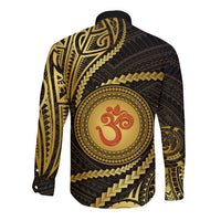 Polynesia Long Sleeve Button Shirt With Hindu Om Symbol LT05 - Polynesian Pride