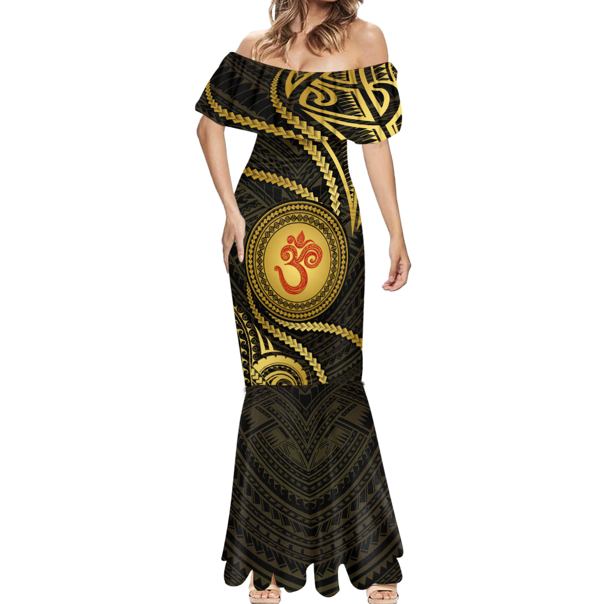 Polynesia Mermaid Dress With Hindu Om Symbol LT05 - Polynesian Pride