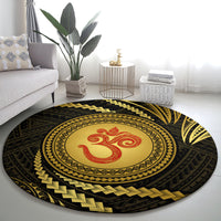 Polynesia Round Carpet With Hindu Om Symbol LT05 - Polynesian Pride