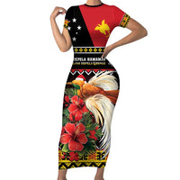 Papua New Guinea Christmas Family Matching Short Sleeve Bodycon Dress and Hawaiian Shirt Bird Of Paradise Hamamas Krismas