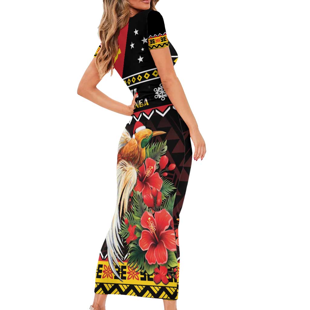 Papua New Guinea Christmas Family Matching Short Sleeve Bodycon Dress and Hawaiian Shirt Bird Of Paradise Hamamas Krismas