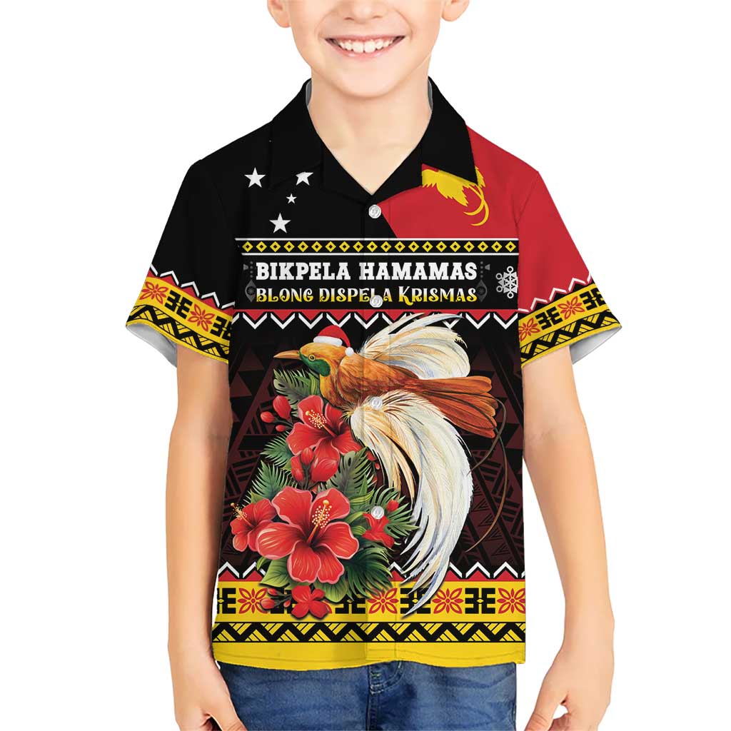 Papua New Guinea Christmas Kid Hawaiian Shirt Bird Of Paradise Hamamas Krismas