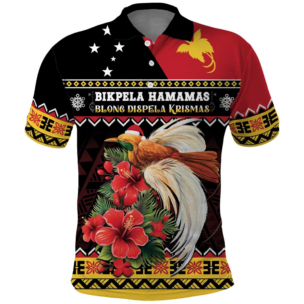 Papua New Guinea Christmas Polo Shirt Bird Of Paradise Hamamas Krismas