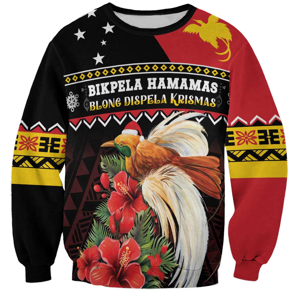 Papua New Guinea Christmas Sweatshirt Bird Of Paradise Hamamas Krismas