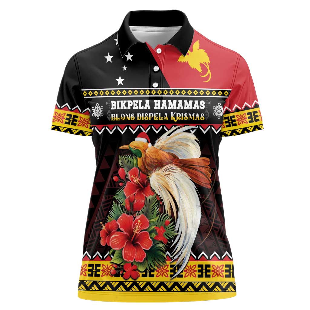 Papua New Guinea Christmas Women Polo Shirt Bird Of Paradise Hamamas Krismas