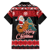 New Zealand Christmas Family Matching Off Shoulder Maxi Dress and Hawaiian Shirt Funny Santa Riding Kiwi Meri Kirihimete