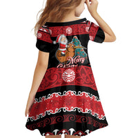 New Zealand Christmas Family Matching Off Shoulder Short Dress and Hawaiian Shirt Funny Santa Riding Kiwi Meri Kirihimete LT05 - Polynesian Pride