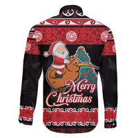 New Zealand Christmas Family Matching Off Shoulder Short Dress and Hawaiian Shirt Funny Santa Riding Kiwi Meri Kirihimete LT05 - Polynesian Pride