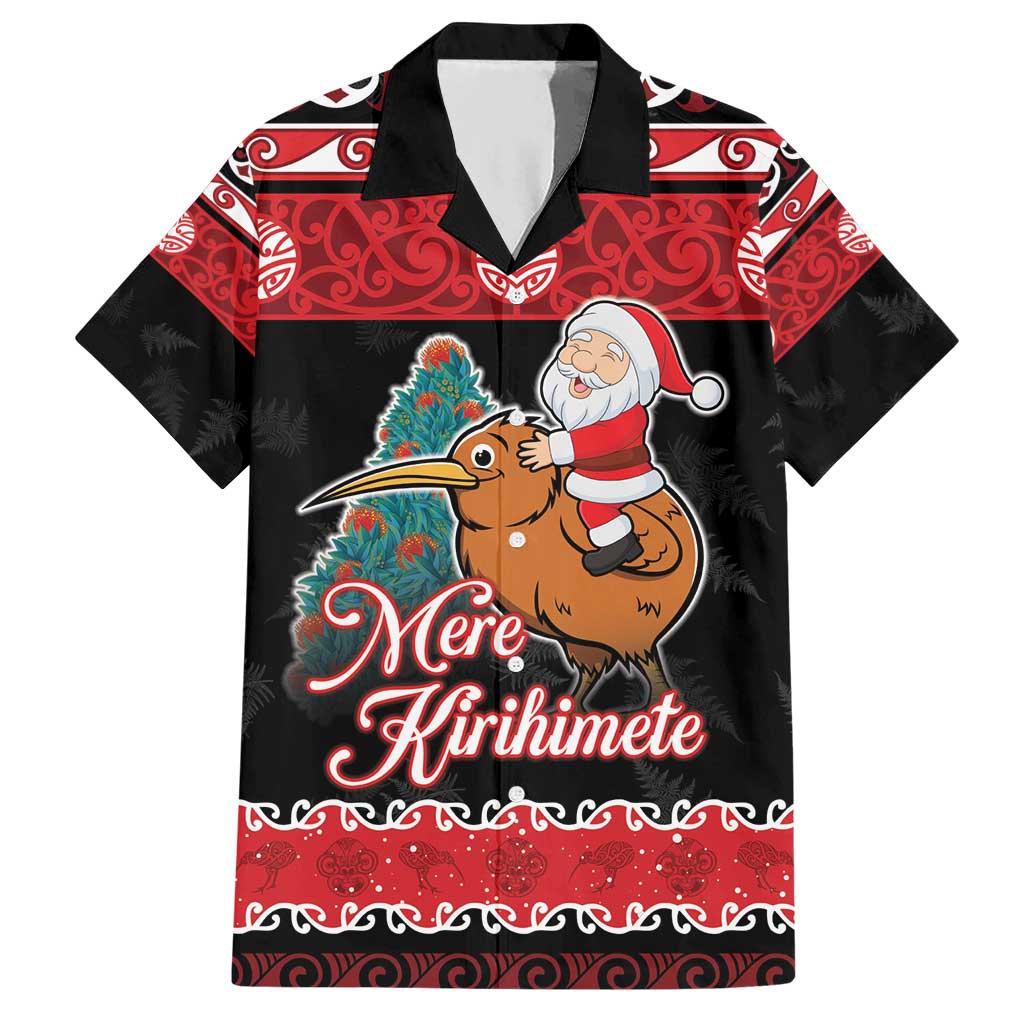 New Zealand Christmas Hawaiian Shirt Funny Santa Riding Kiwi Meri Kirihimete