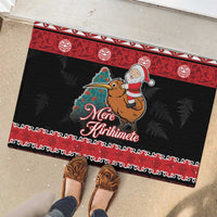 New Zealand Christmas Rubber Doormat Funny Santa Riding Kiwi Meri Kirihimete LT05 - Polynesian Pride