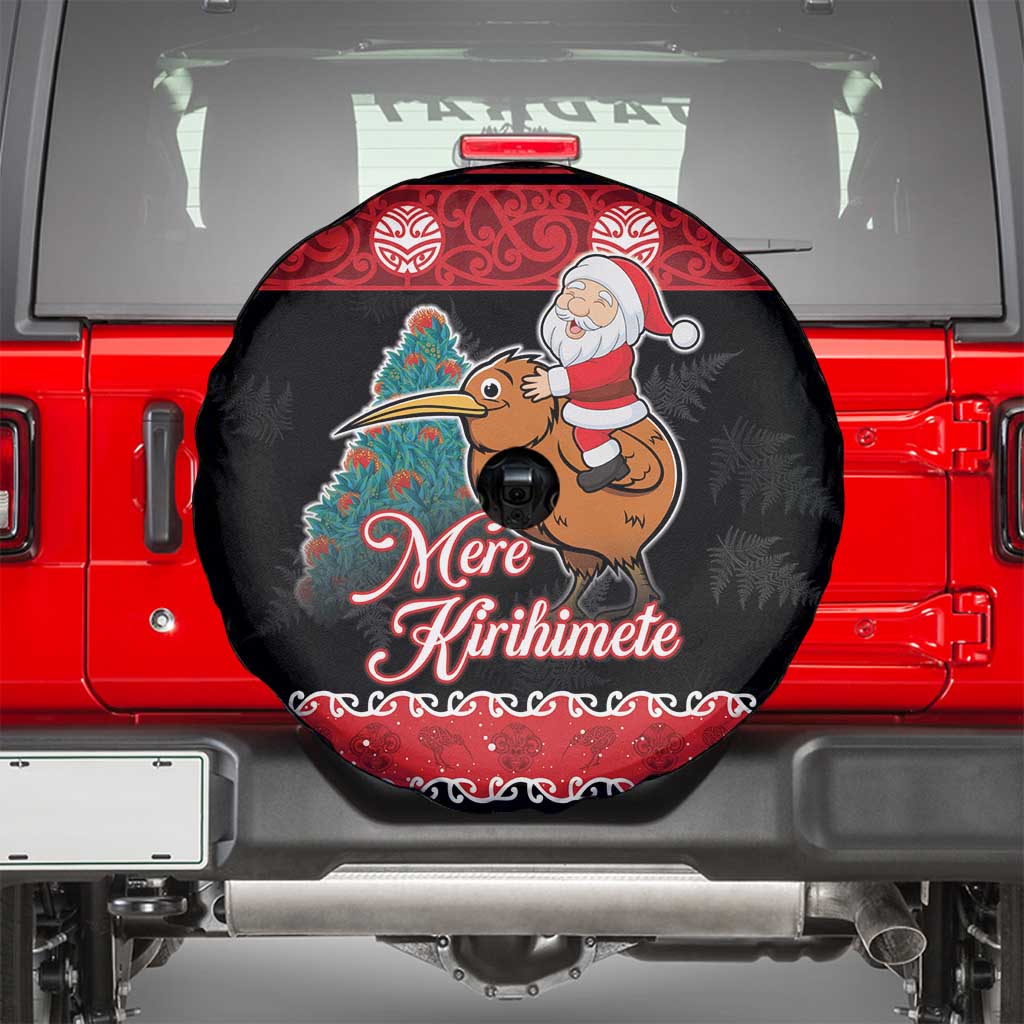 New Zealand Christmas Spare Tire Cover Funny Santa Riding Kiwi Meri Kirihimete LT05 - Polynesian Pride