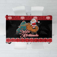 New Zealand Christmas Tablecloth Funny Santa Riding Kiwi Meri Kirihimete LT05 Black - Polynesian Pride