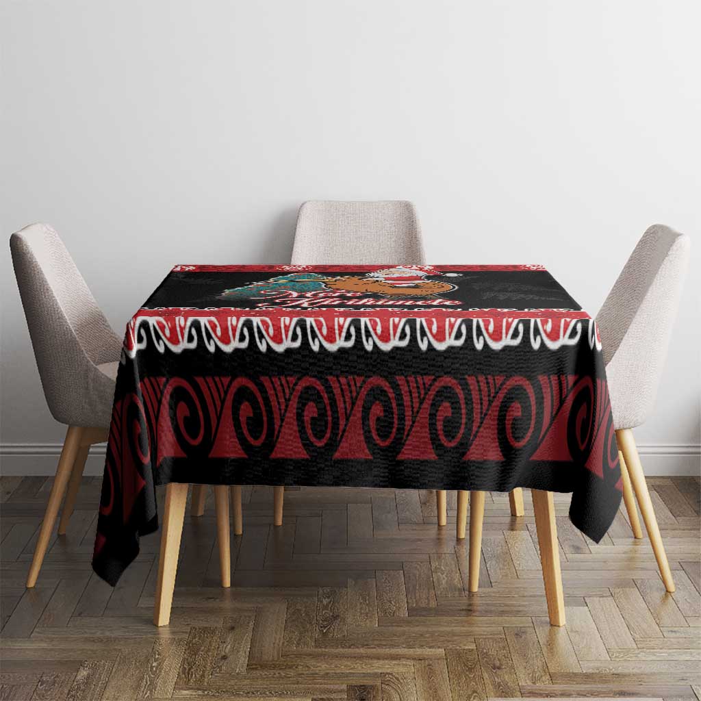 New Zealand Christmas Tablecloth Funny Santa Riding Kiwi Meri Kirihimete LT05 - Polynesian Pride