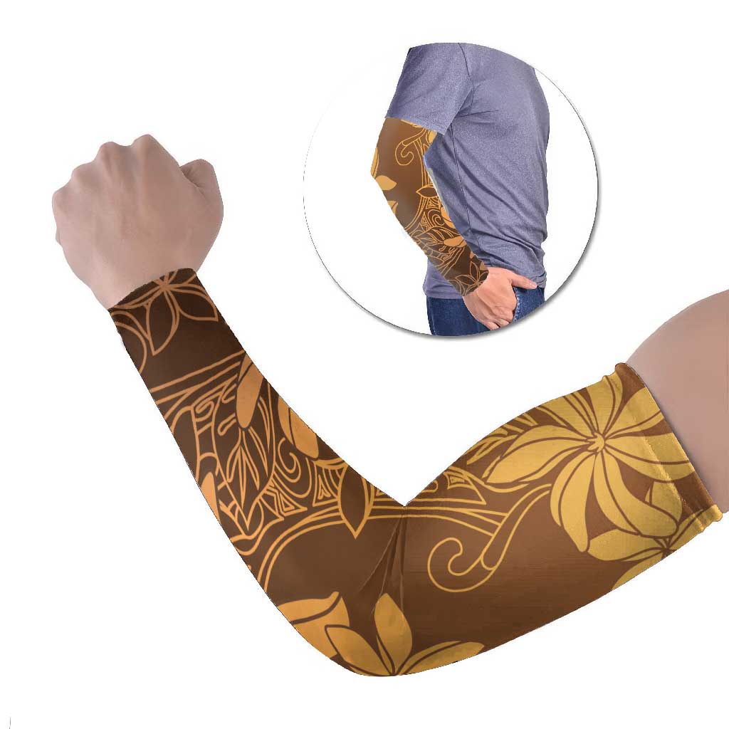 Tiare Tahiti Arm Sleeves Brown Polynesia Motifs LT05 Set of 2 Brown - Polynesian Pride