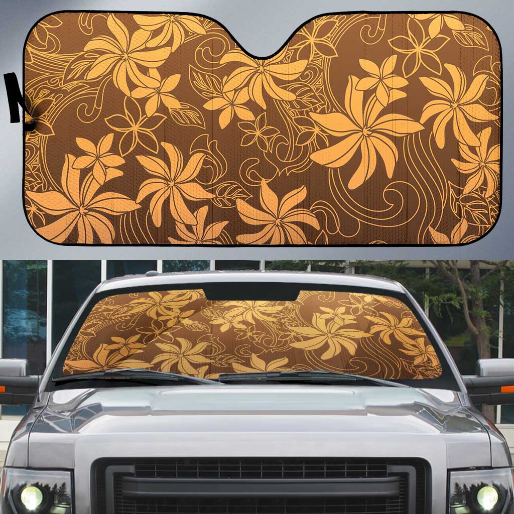 Tiare Tahiti Auto Sun Shade Brown Polynesia Motifs - Polynesian Pride