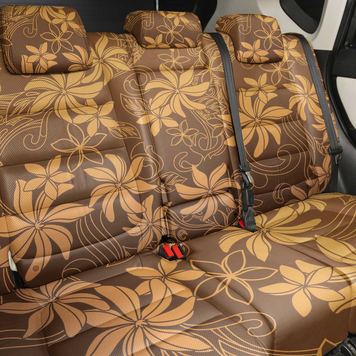 Tiare Tahiti Back Car Seat Cover Brown Polynesia Motifs LT05 - Polynesian Pride