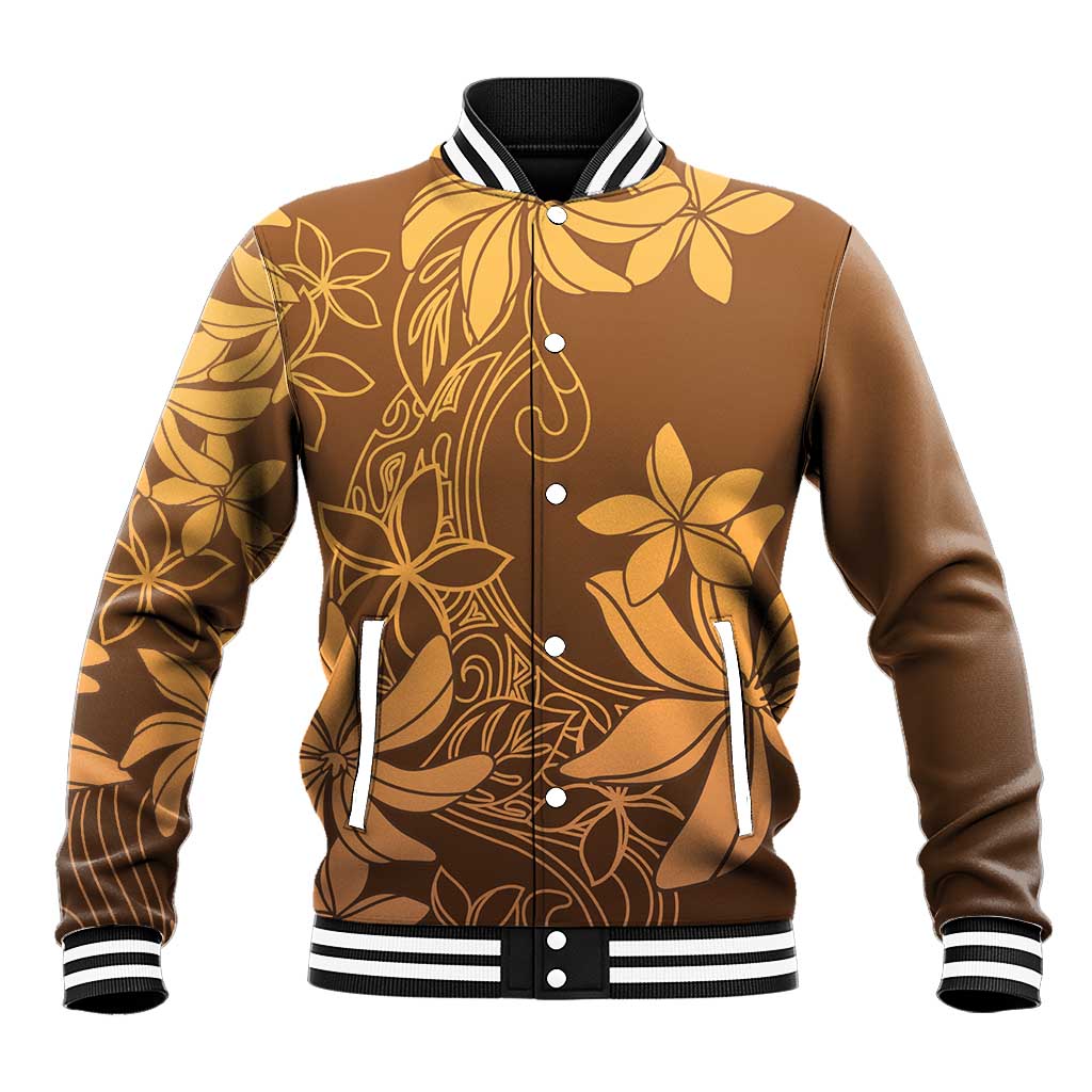 Tiare Tahiti Baseball Jacket Brown Polynesia Motifs - Polynesian Pride
