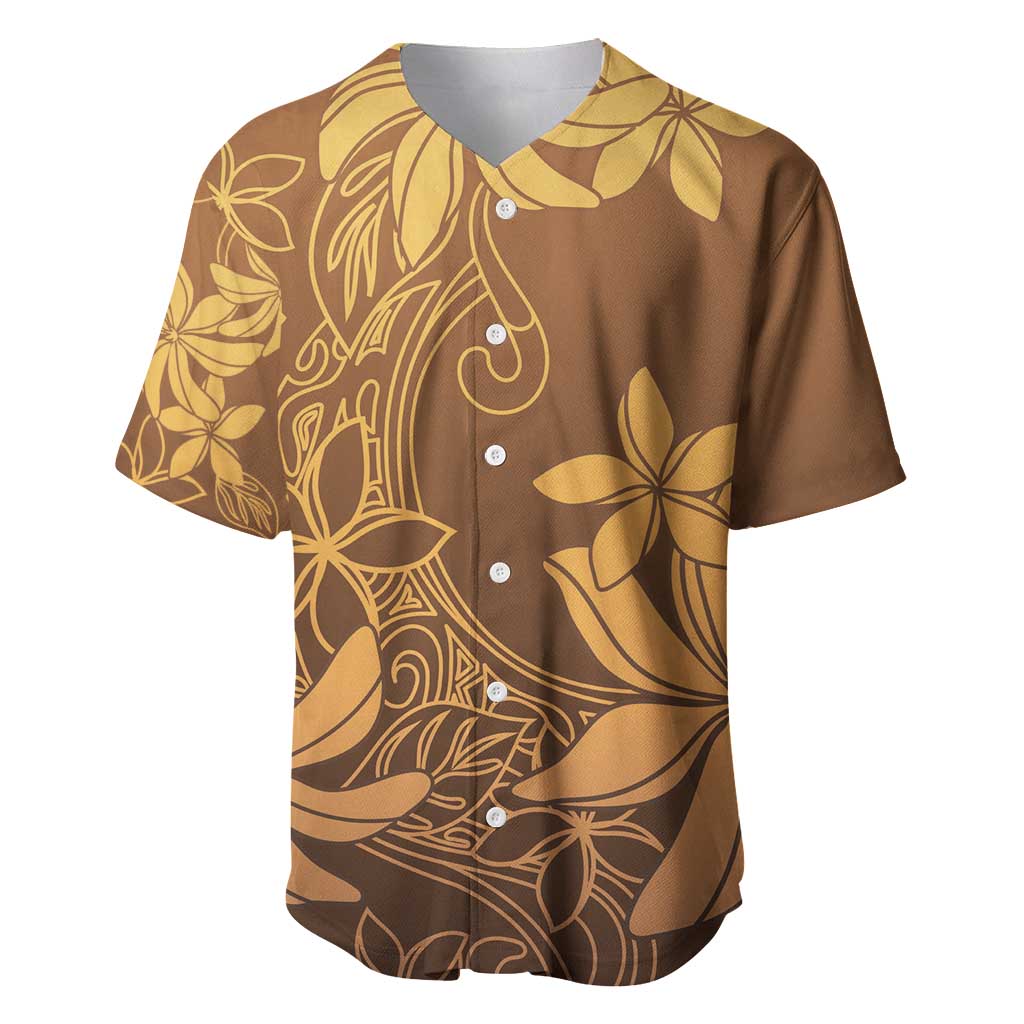 Tiare Tahiti Baseball Jersey Brown Polynesia Motifs - Polynesian Pride
