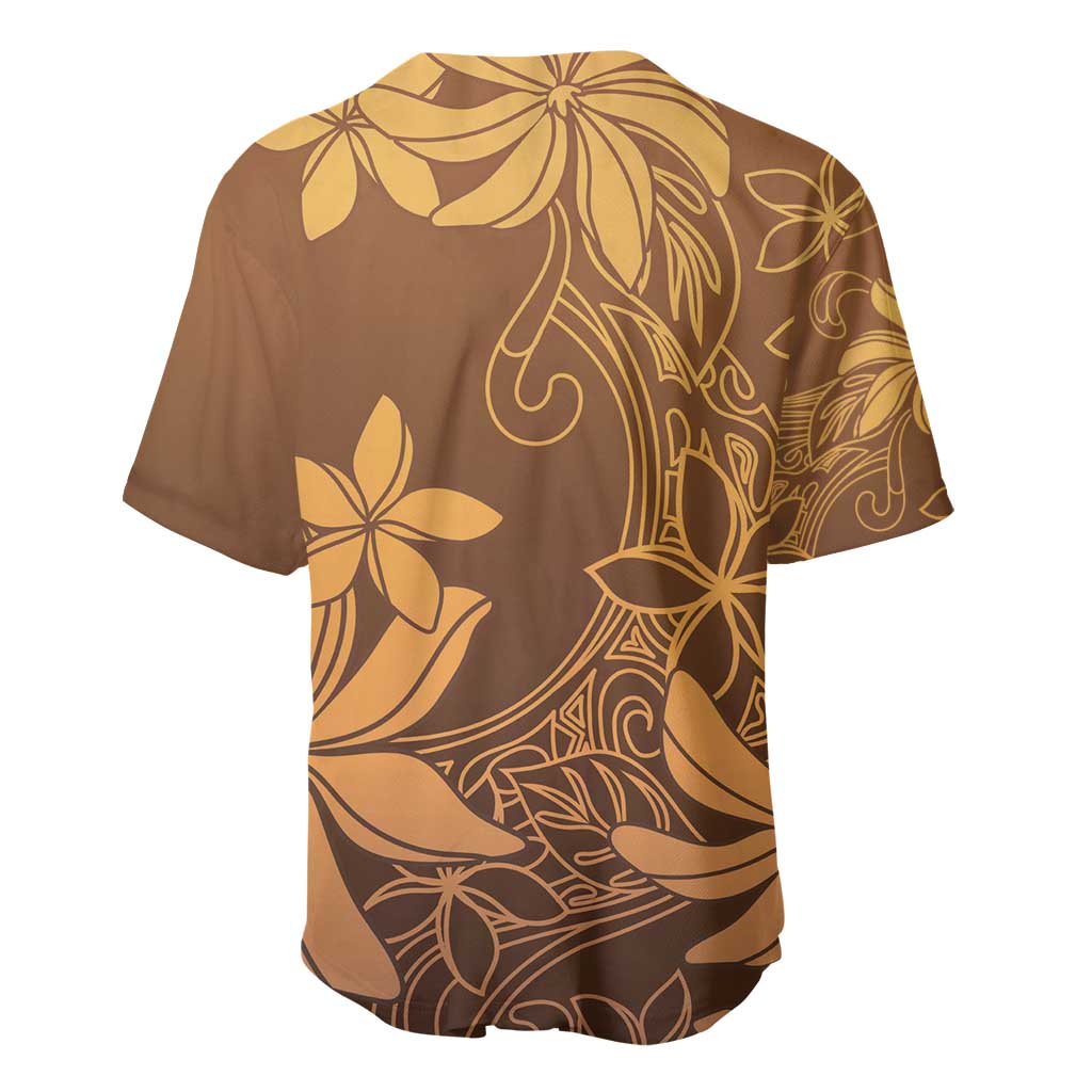 Tiare Tahiti Baseball Jersey Brown Polynesia Motifs LT05 - Polynesian Pride