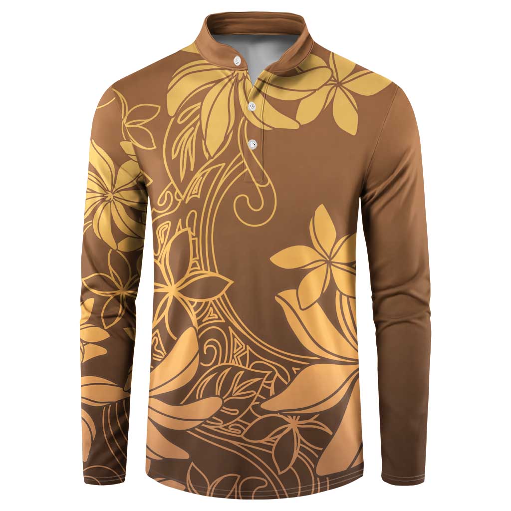 Tiare Tahiti Button Sweatshirt Brown Polynesia Motifs - Polynesian Pride