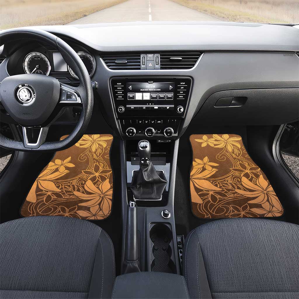 Tiare Tahiti Car Mats Brown Polynesia Motifs LT05 Set 2pcs - Front Brown - Polynesian Pride