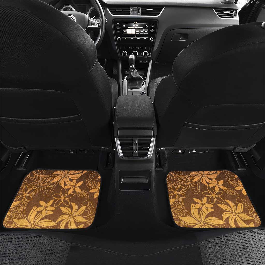 Tiare Tahiti Car Mats Brown Polynesia Motifs LT05 Set 2pcs - Back Brown - Polynesian Pride