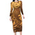 Tiare Tahiti Family Matching Long Sleeve Bodycon Dress and Hawaiian Shirt Brown Polynesia Motifs - Polynesian Pride