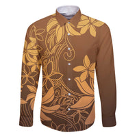 Tiare Tahiti Family Matching Off The Shoulder Long Sleeve Dress and Hawaiian Shirt Brown Polynesia Motifs LT05 Dad's Shirt - Long Sleeve Brown - Polynesian Pride