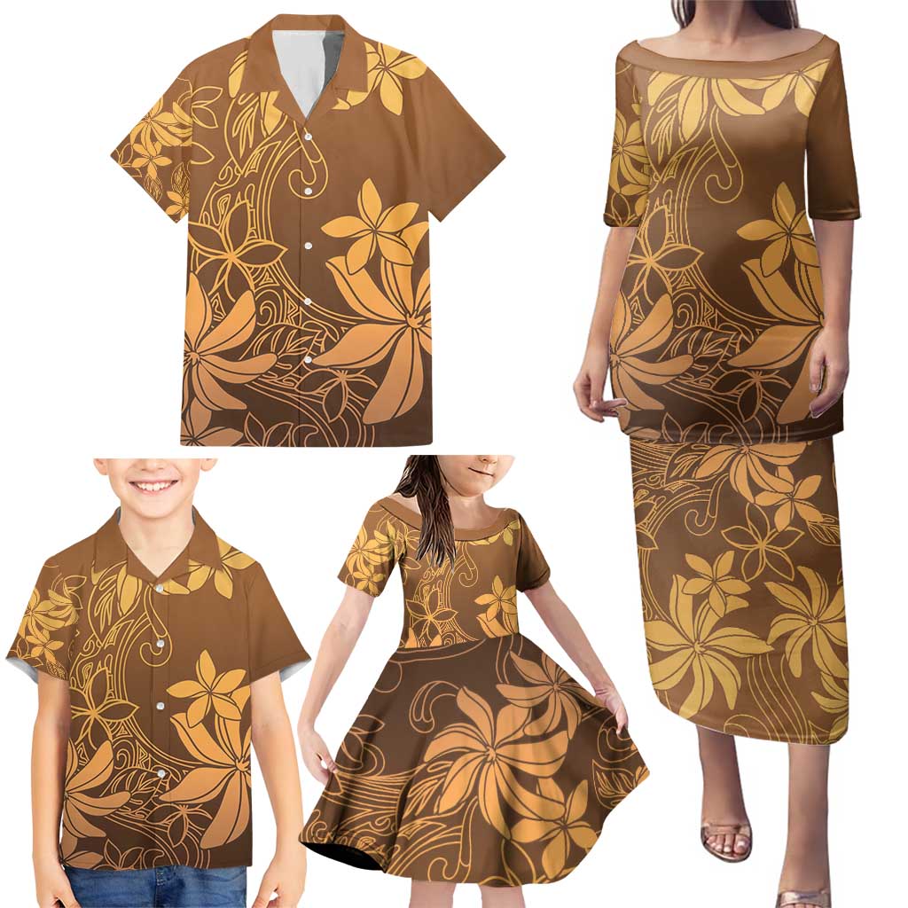 Tiare Tahiti Family Matching Puletasi and Hawaiian Shirt Brown Polynesia Motifs LT05 - Polynesian Pride