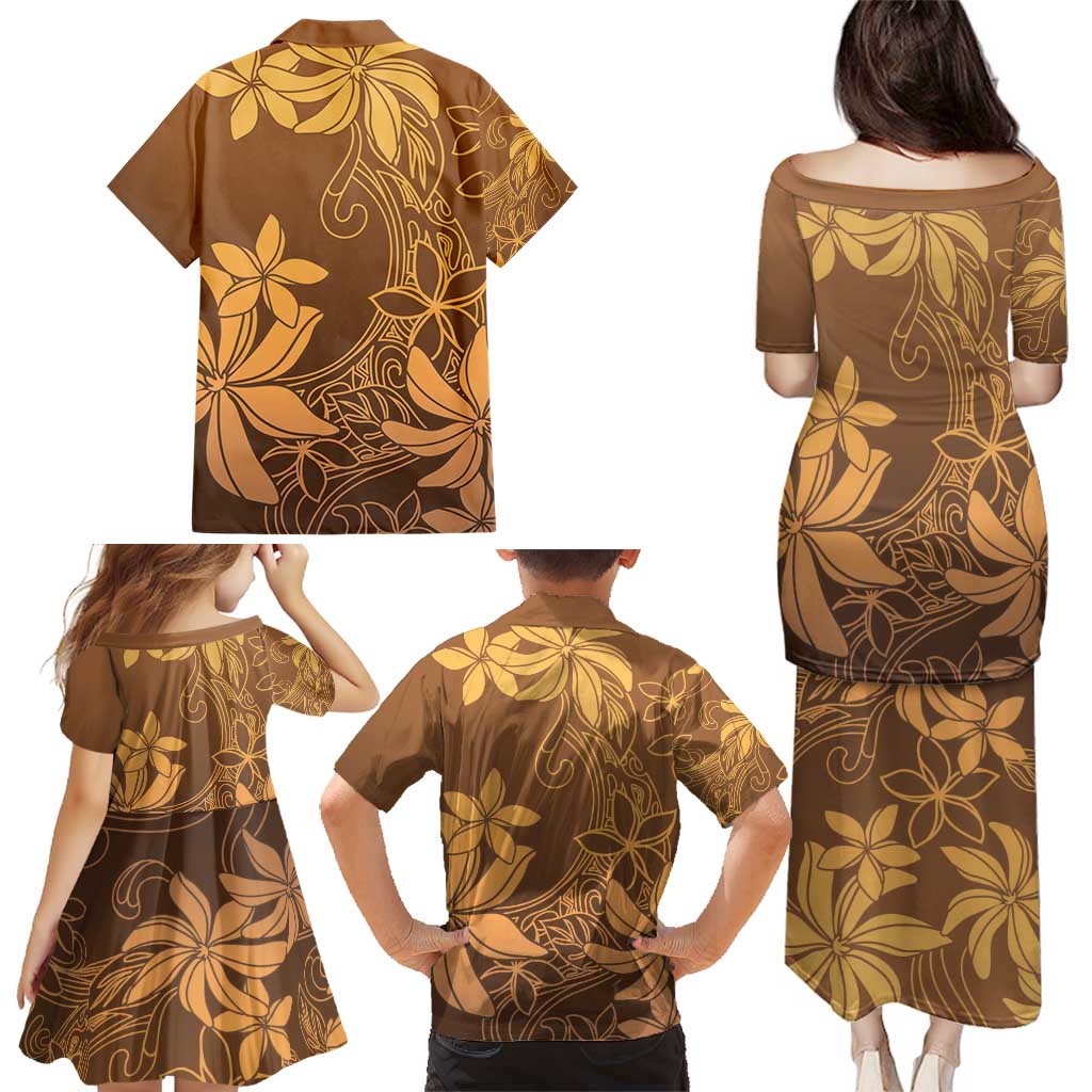 Tiare Tahiti Family Matching Puletasi and Hawaiian Shirt Brown Polynesia Motifs LT05 - Polynesian Pride