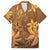 Tiare Tahiti Family Matching Short Sleeve Bodycon Dress and Hawaiian Shirt Brown Polynesia Motifs - Polynesian Pride