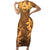 Tiare Tahiti Family Matching Short Sleeve Bodycon Dress and Hawaiian Shirt Brown Polynesia Motifs - Polynesian Pride