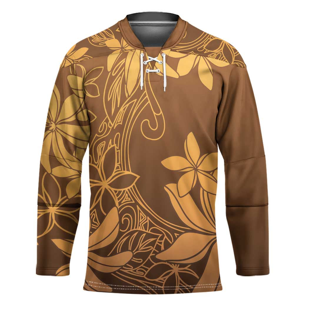 Tiare Tahiti Hockey Jersey Brown Polynesia Motifs LT05 Unisex Brown - Polynesian Pride